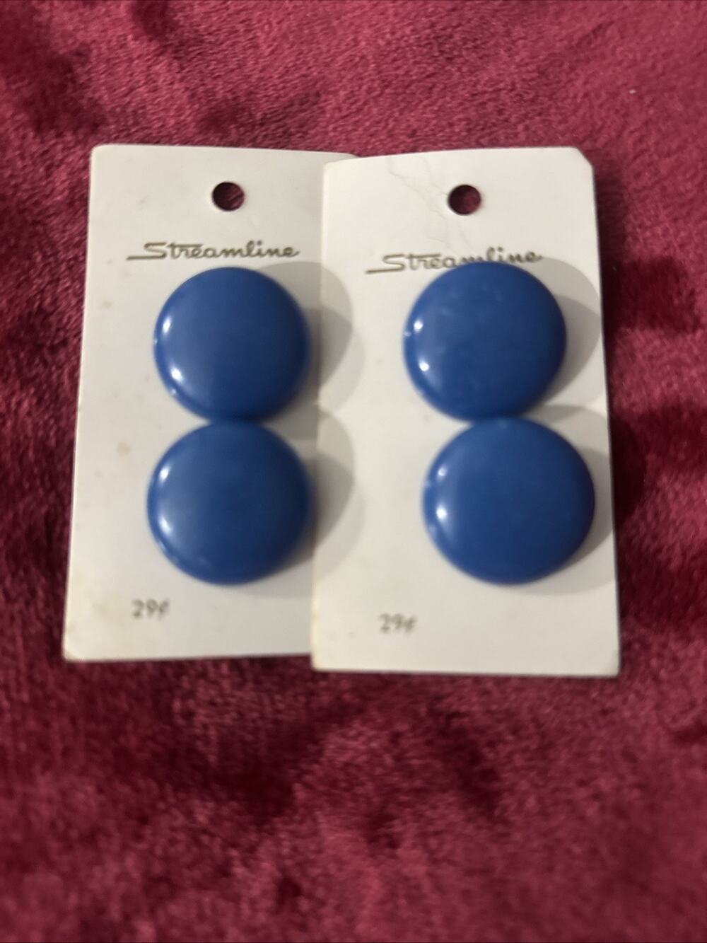 Vintage Streamline Blue Round Shank Buttons Lot of 4 NOS Original Cards 1 Inch